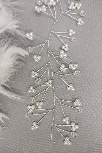 Hobigram White Crystal Beaded Hair Accessory – Special Design, Accessory, Quality Production, Eye-Catching Style – Di