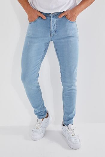 ENERJİN Erkek Jeans Skinny Fit Likralı Buzz Mavi