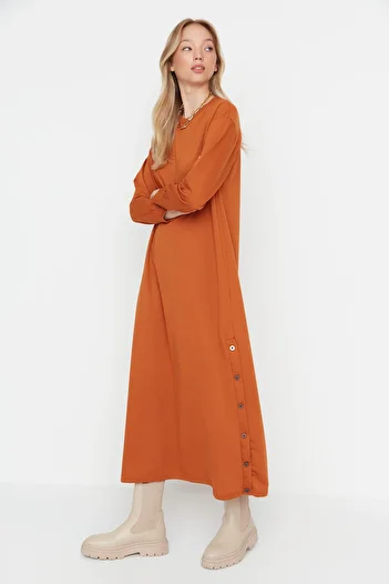 Trendyol Modest Tile Hem Buttoned Knitted Dress TCTAW23EB00214