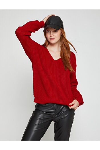 Koton Knitted Sweater V Neck