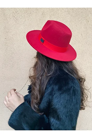 laviyonsa Cowboy Felt Fedora Hat with Detachable Chain Accessory
