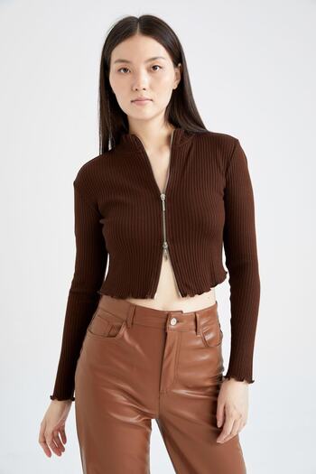 DeFacto Fitted Half Turtleneck Cardigan