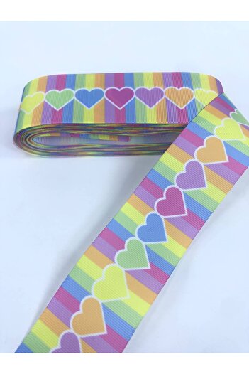 Hobigram Κίτρινο ροζ μπλε καρδιά μοτίβο Grosgrain κορδέλα 1 μέτρο Τιμή – Κορδέλα, Κομψό Σχέδιο – Κορδέλα
