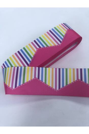 Hobigram Ροζ πολύχρωμη κορδέλα Grosgrain με μοτίβο 1 μέτρο Τιμή – Κορδέλα, Κομψό Σχέδιο – Κορδέλα