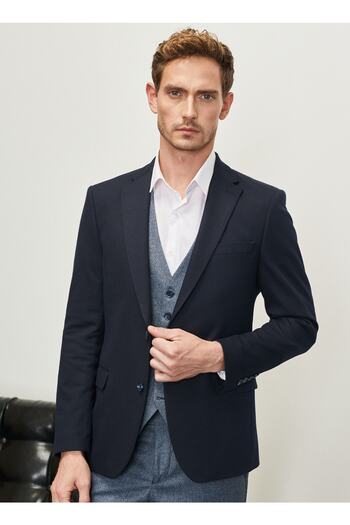 ALTINYILDIZ CLASSICS Normal Waist Slim Fit Dark Navy Blue Men's Vest Suit 4a3123100005