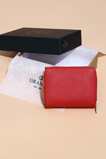 By Hakan Grande 2744 100% Genuine Leather Wallet Red with Yellow Accessories