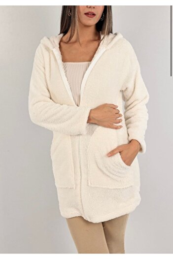 kokoshe White Hooded Soft Coat