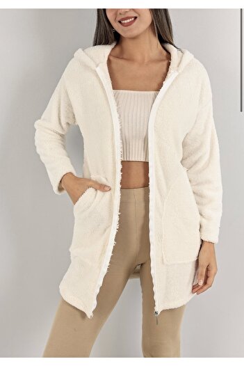 kokoshe White Hooded Soft Coat