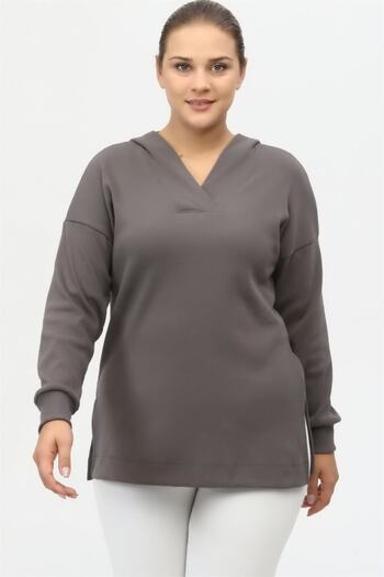 Seamoda Sweat-grey Camisole with Collar Placket and Slit