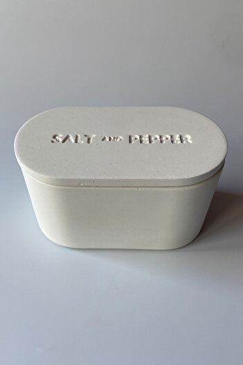 sin istanbul 2 Compartment Salt and Pepper Shakers with Lid Concrete White