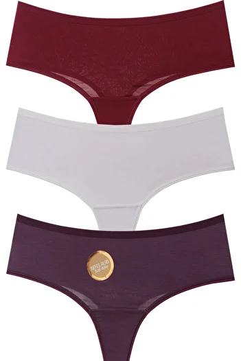 Papatya 3-Piece Breathable Special Texture Thong