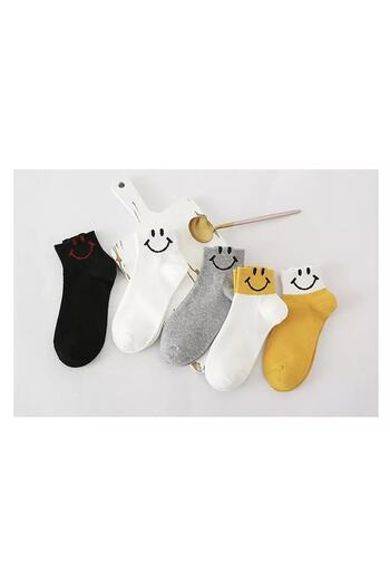 DM DEL MORE SOCKS 5 чифта дамски усмихнати емотикони с шарени различни цветни получорапи Студентски тенис чорапи