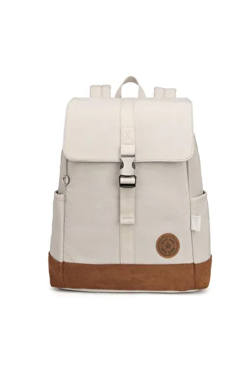 SMART BAGS 3092 Suede Λεπτομερές σακίδιο πλάτης Μπεζ Σχολικό με θήκη για φορητό υπολογιστή