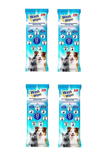 Bio PetActive 25 X 4 Pack Dry Wash and Care Towels - Wash Wipes