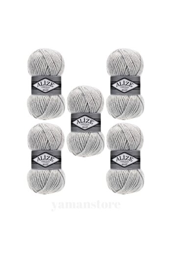 Alize 5 Pieces Superlana Maxi Knitting Threads Vest Cardigan Floss Scarf Sweater Thread 208 Light Gray
