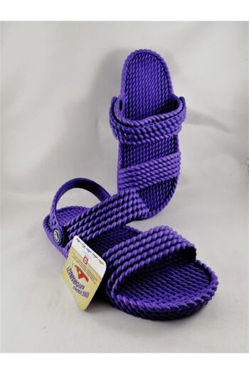 GEZER Women's Purple Non-Slip Sole Straw Massage Sandals Slippers