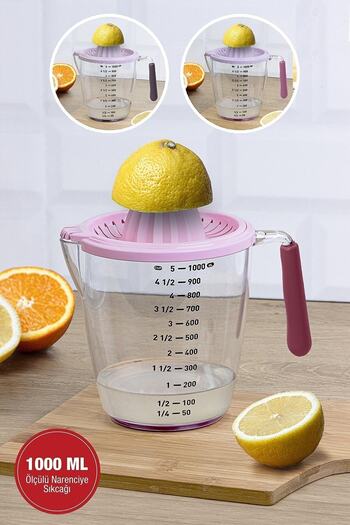 Orvila Practical Lemon Orange and Citrus Juicer with Measurement Coated 1000 ml - (GIFT ATOM COOKIE MOLDED)