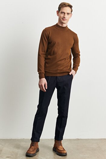 ALTINYILDIZ CLASSICS Men's Cinnamon Standard Fit Normal Cut Half Turtleneck Wool Knitwear Sweater