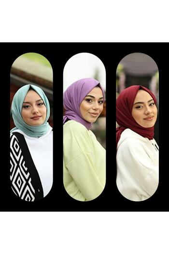 Narine Cotton Jazz Shawl Model Set of 3_water green-lilac-burgundy