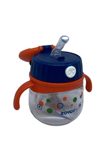Rovco 240ml Tritan Water Bottle - with Straw and Animal Lid, Smart Straw Ball