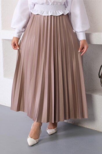 benguen 4538 Hijab Pleated Skirt Mink