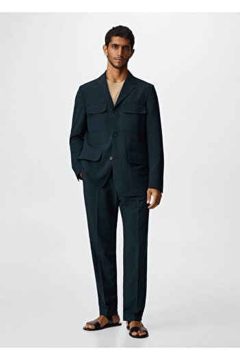 MANGO Man Linen Jacket with Pockets