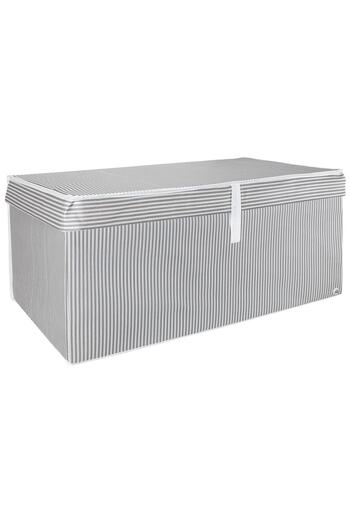ALAS Yıldızhanem Gray Striped Storage Box - Multi-Purpose, Storage Bag 70x40x30 Mega Plus