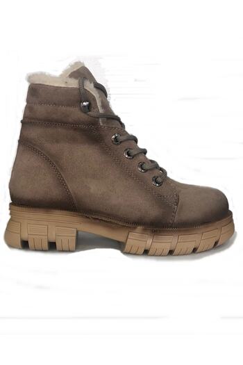 PUNTO Κοντές μπότες Arme City Ac354083 Mink Suede με γούνα στο εσωτερικό και χοντρή σόλα
