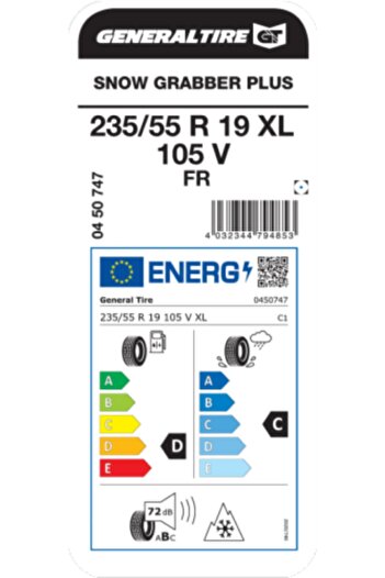 GENERAL 235/55r19 Xl 105v Fr Snow Grabber Pulus Suv Kış Lastiği 2023 Üretim