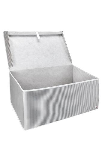 ALAS Yıldızhanem Gray Striped Storage Box - Multi-Purpose, Storage Bag 70x40x30 Mega Plus