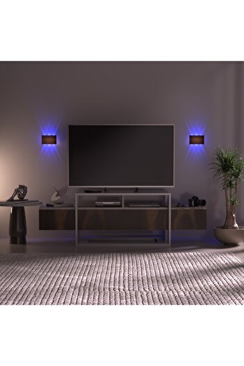 fullreyon Uranüs Eskitme Kasa Mavi Işık Ledli Dekoratif Işık Süzmeli Iç Dış Mekan Modern Aplik