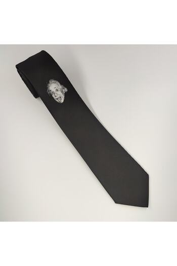 Tedz Collection Black Albert Einstein Printed Tie