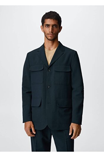 MANGO Man Linen Jacket with Pockets