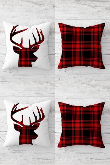 on the clouds Christmas New Year Christmas Deer Hidden Zippered Throw Pillow Case Seat Pillow Case Set (4pcs)