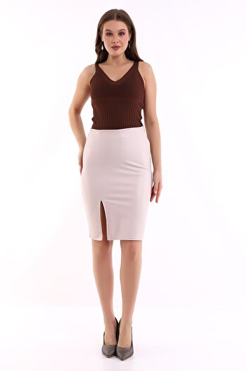 winmoda Leather Skirt with Slit