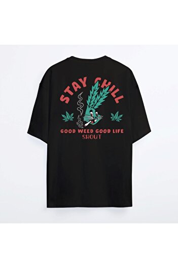 Shout Υπερμεγέθη μαύρο μπλουζάκι Good Weed Good Life Oldschool Unisex
