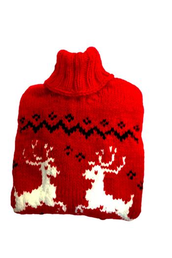 Işin Tasarım Red Wool New Year Sweater with Deer