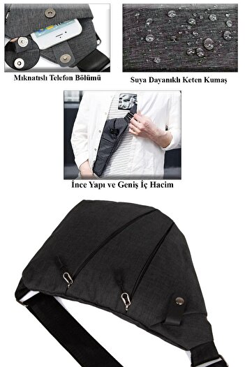 AVCA Unisex Crossbody Bag Chest Bag with Phone Compartment Slim Single Arm Shoulder Bag Daily Bodybag