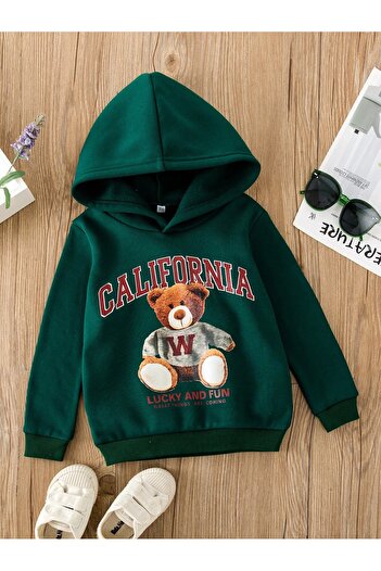 Machetta Kids California Teddy Bear Printed Hooded Sweatshirt