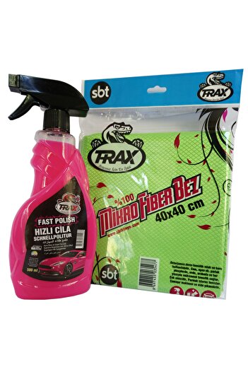 TRAX Hızlı Cila Süper Etkili Araba Cilası Parlaklık Üstün Koruma 500 ml + 40x40 Mikrofiber Bez