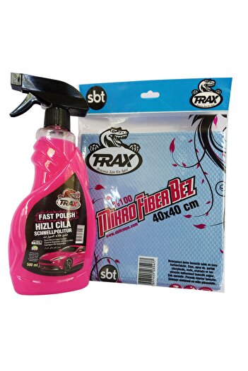 TRAX Hızlı Cila Süper Etkili Araba Cilası Parlaklık Üstün Koruma 500 ml + 40x40 Mikrofiber Bez