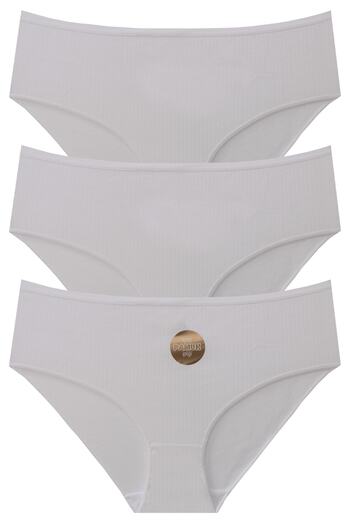 papatya lingerie High Waist Corded Cotton Oversize Panties - Pack of 3