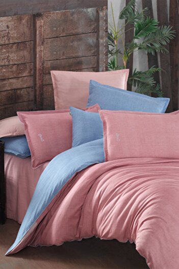 Sarev Sümer Pink Fancy Poplin Single Duvet Cover Set