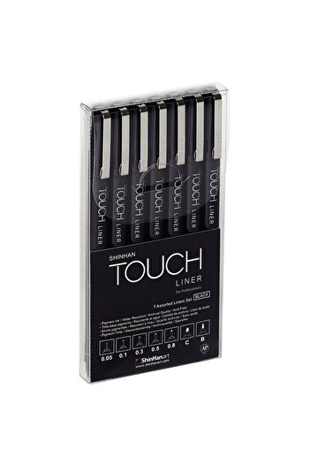Shinhan Art Touch Liner Technical Drawing Pen Set of 7 Black