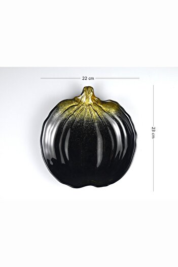 HERITAGE Halloween Black Pumpkin Serving Plate Presentation Plate Glass 22 Cm