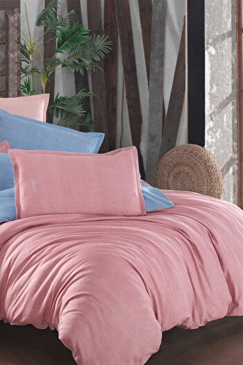 Sarev Sümer Pink Fancy Poplin Single Duvet Cover Set