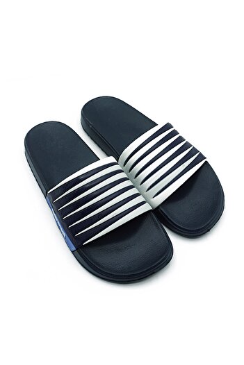 GEZER Men's Navy Blue-white Luxury Bathroom Pool Beach Slippers 12470