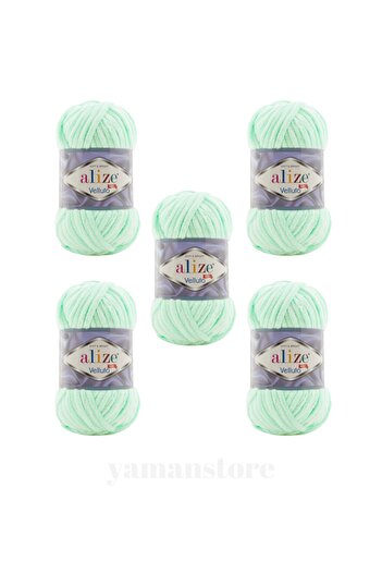 Alize 5 Pieces Velluto Velvet Hand Knitting Yarn 464 Mint