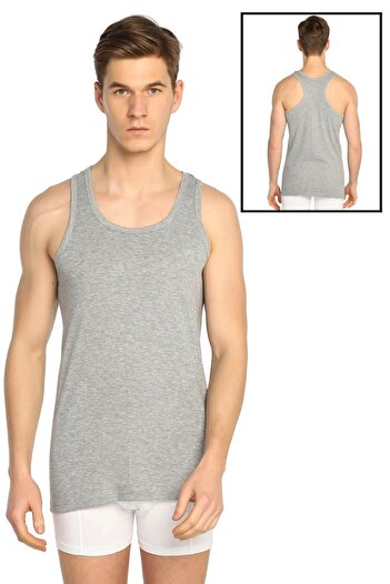 Seher Yıldızı Men's Gray Cross Back Sports Undershirt 4 Pack