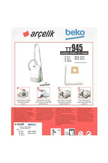 Beko Bks 9415 - 5 τεμάχια ηλεκτρική σκούπα μοντέλο Dust Bag TT945